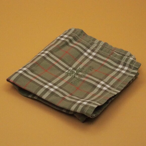 Rare Burberry Handkerchief Cotton Nova Check Women Green Elegant - Picture 3 of 4